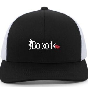 Bo Logo Black with White Mesh Snapback Trucker Hat